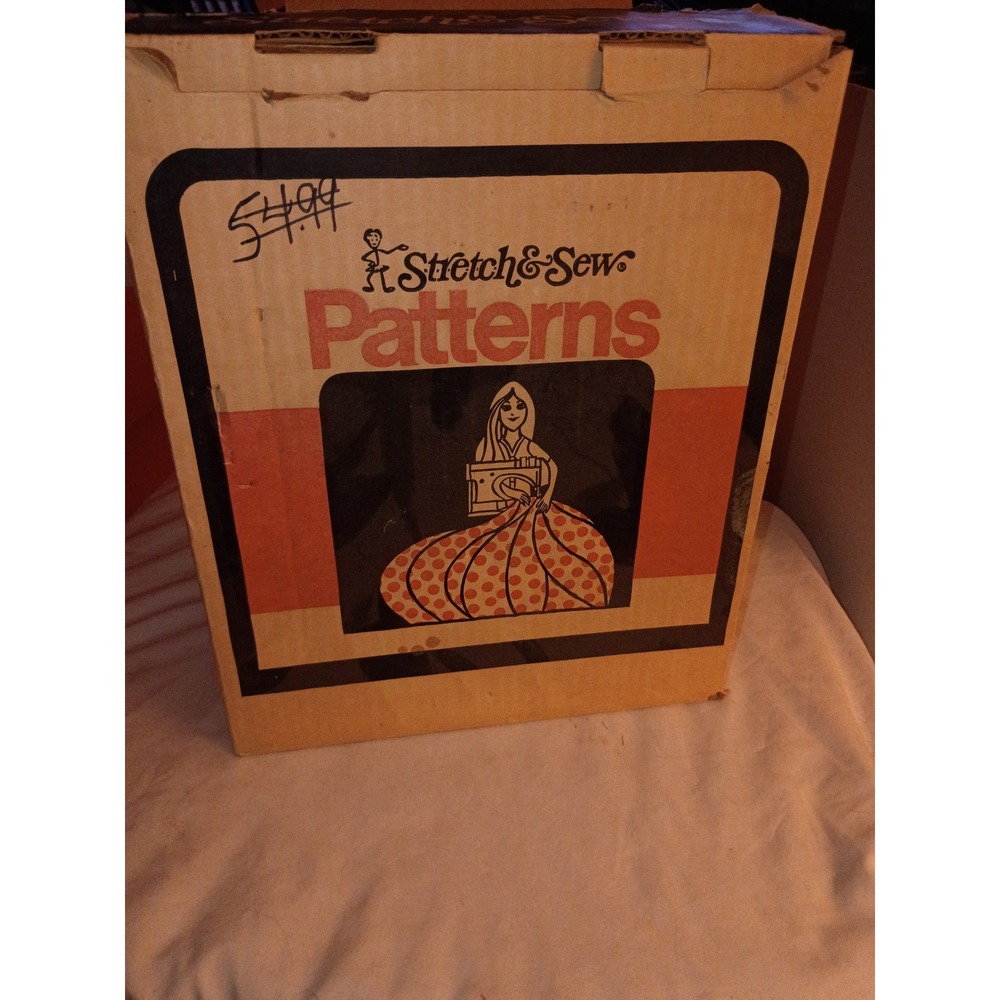 Vintage Stretch & Sew Patterns Lot with Original Storage Box 1970s Retro Sewing